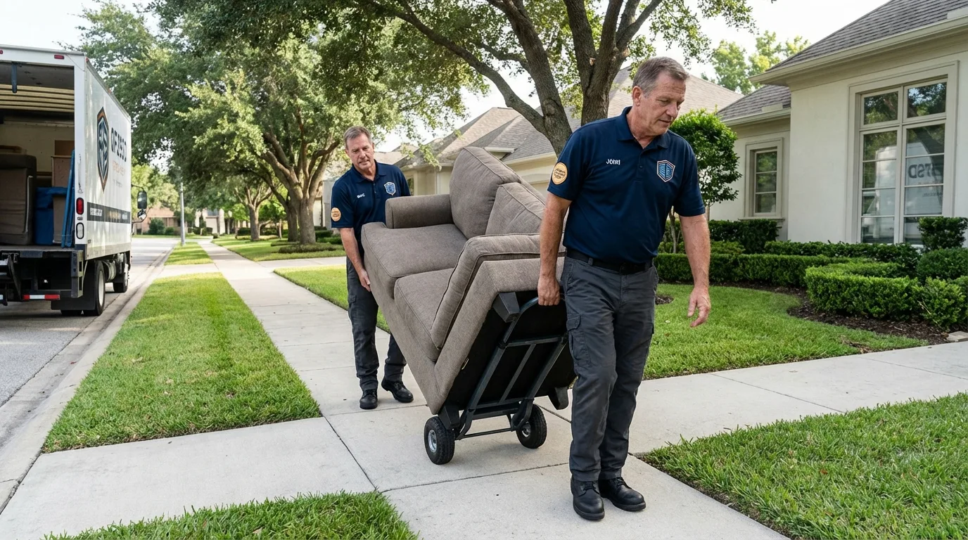Local residential moving crew loading furniture in Coquille, OR